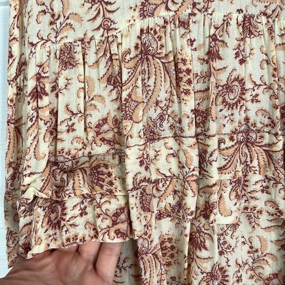 Intimately Free People Cream Paisley Floral Tiered Tunic Sleeveless Boho, XS - Picture 10 of 11